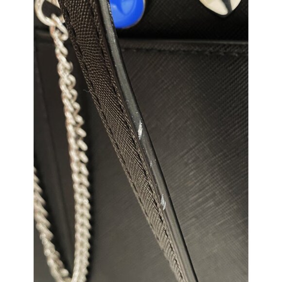 Love Moschino Multicolor Hearts Chain Vegan Black Leather Shoulder bag - Picture 10 of 13